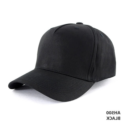 100% cotton - 5 Panel Cap — Black (left)