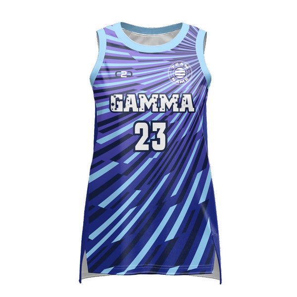 Custom GAMMA Ladies HP Split Basketball Singlet Front View